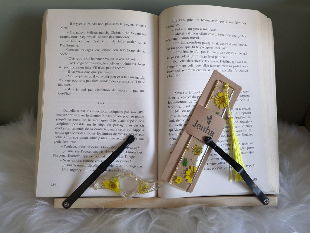 DUO Marque page et Bague de lecture Marguerite Jaune