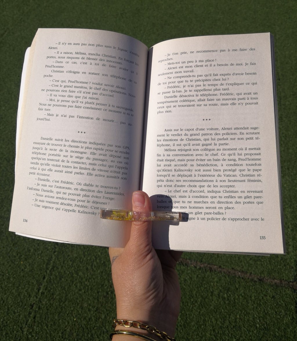 DUO Marque page et Bague de lecture Marguerite Jaune